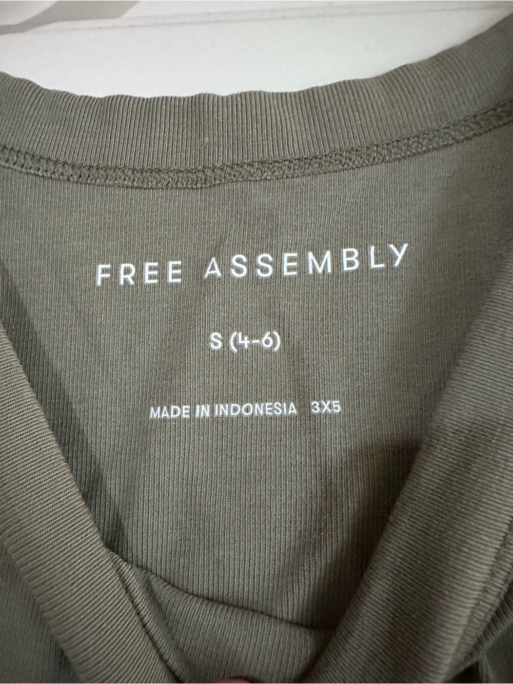 Assembly Label Olive Ribbed Crew Tank - Picture 2 of 3